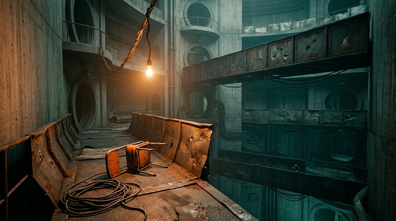 Juliette Lands on an Interior Bridge
